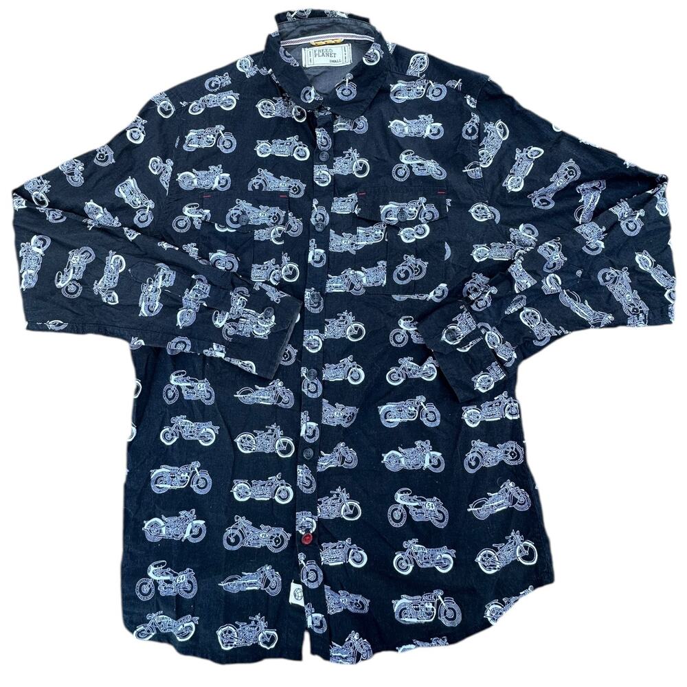 Motorcycle AOP Western Free Planet Button Down Size Small